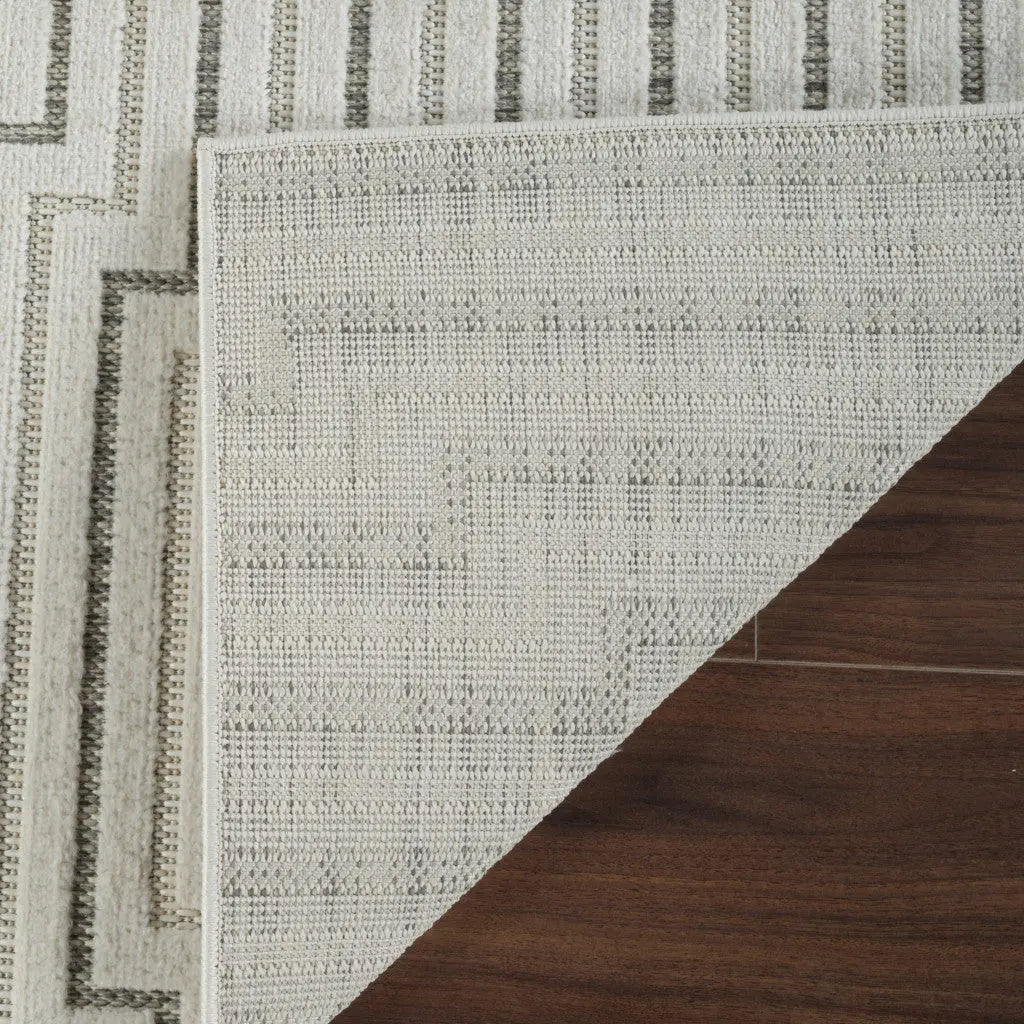 5' X 7' Cream and Beige Geometric Distressed Indoor Outdoor Area Rug Homeroots Outdoor