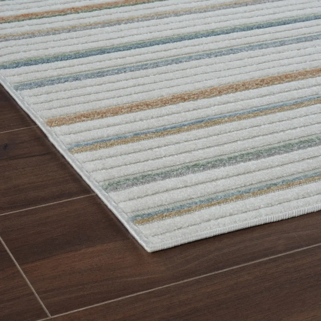 5' X 7' Cream and Beige Striped Distressed Indoor Outdoor Area Rug Homeroots Outdoor