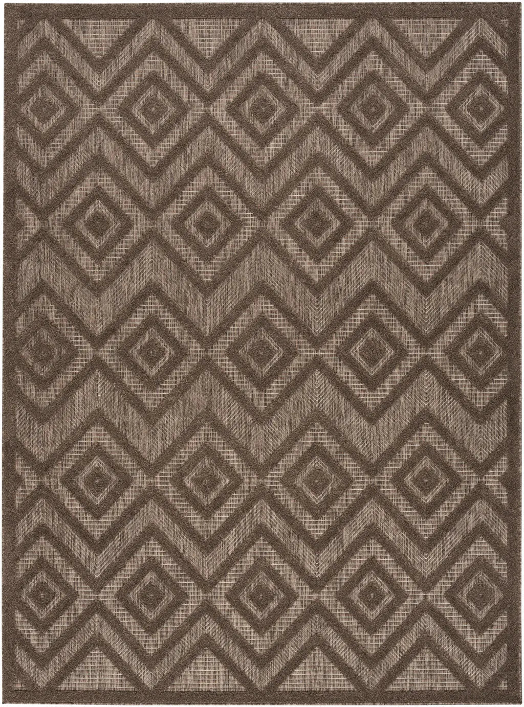 5' X 7' Dark Brown And Light Brown Geometric Indoor Outdoor Area Rug Homeroots Outdoor