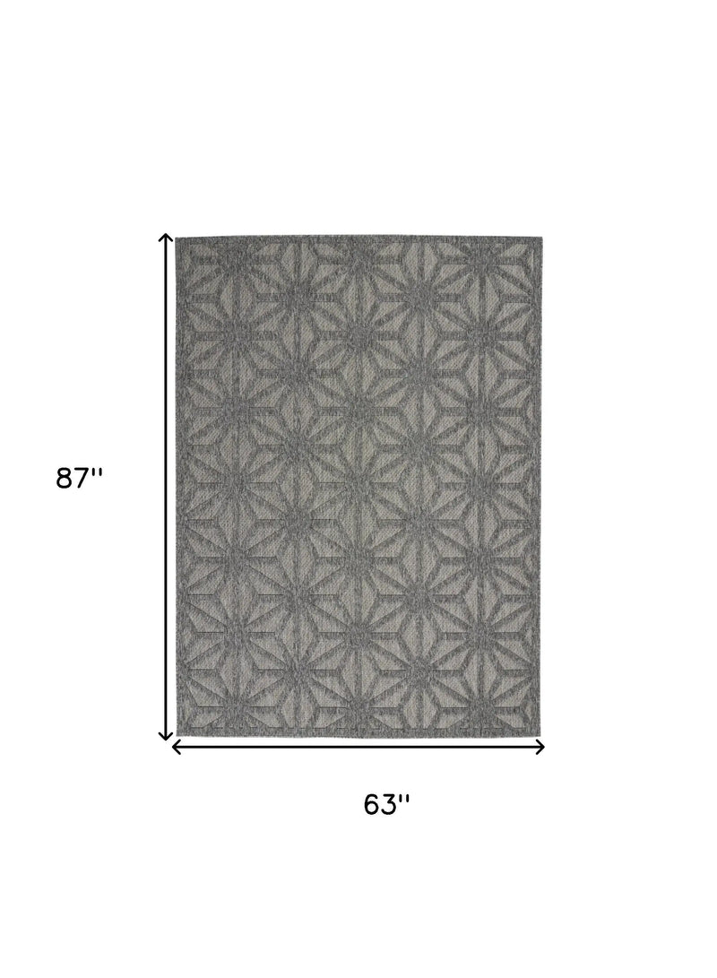 5' X 7' Dark Gray And Light Gray Geometric Indoor Outdoor Area Rug Homeroots Outdoor