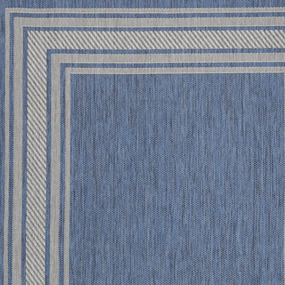 5' X 7' Denim Blue And Ivory Geometric Indoor Outdoor Area Rug Homeroots Outdoor