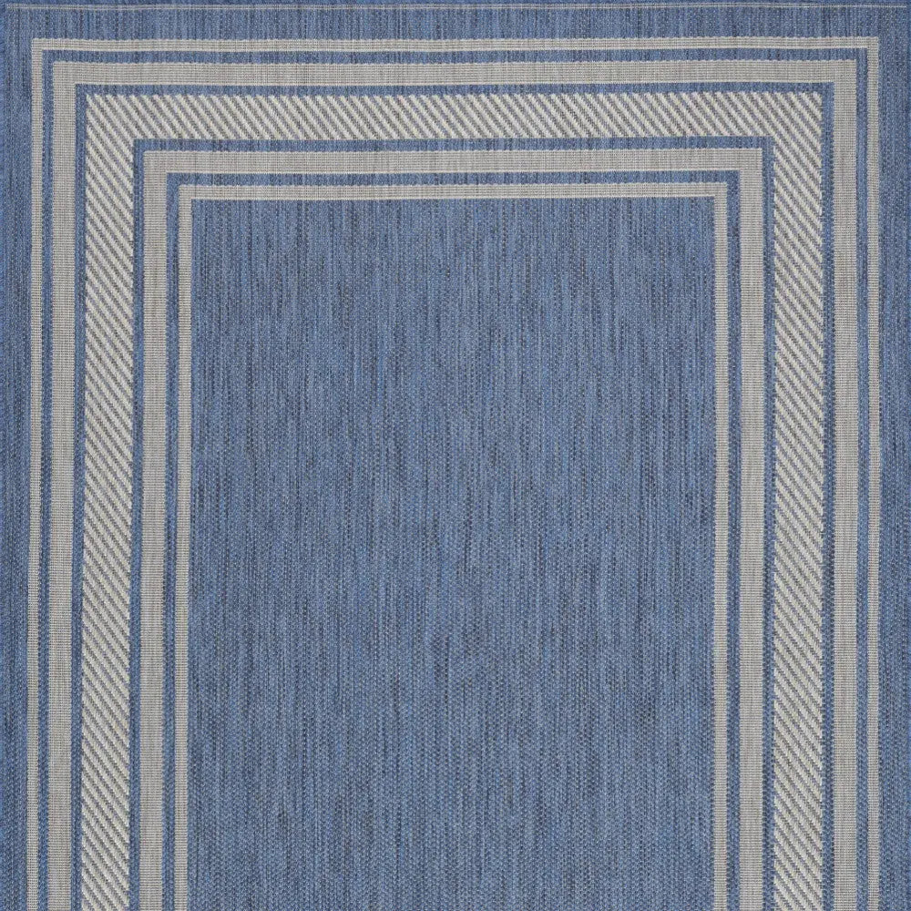 5' X 7' Denim Blue And Ivory Geometric Indoor Outdoor Area Rug Homeroots Outdoor