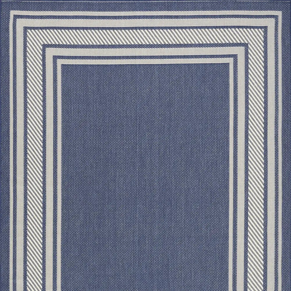 5' X 7' Denim Blue And Ivory Geometric Indoor Outdoor Area Rug Homeroots Outdoor