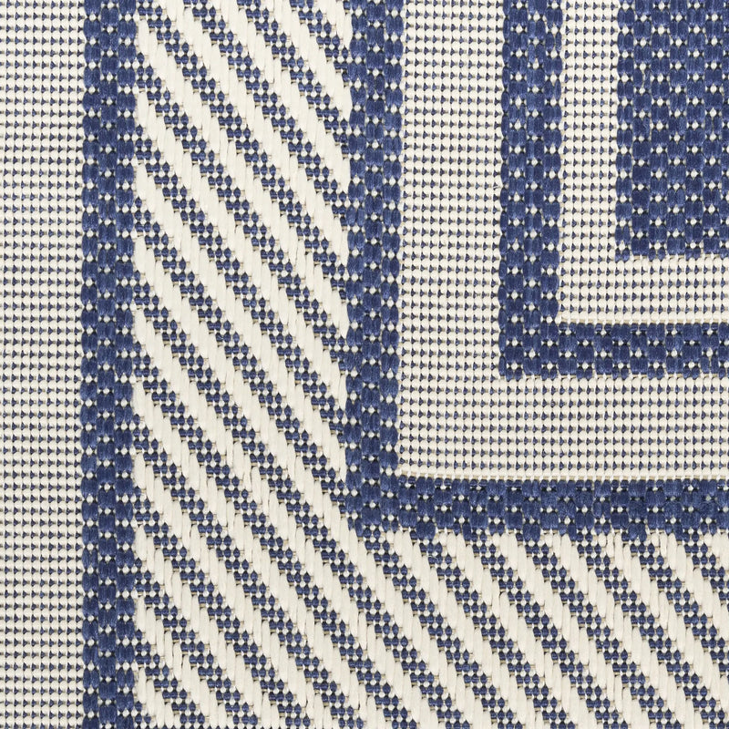 5' X 7' Denim Blue And Ivory Geometric Indoor Outdoor Area Rug Homeroots Outdoor