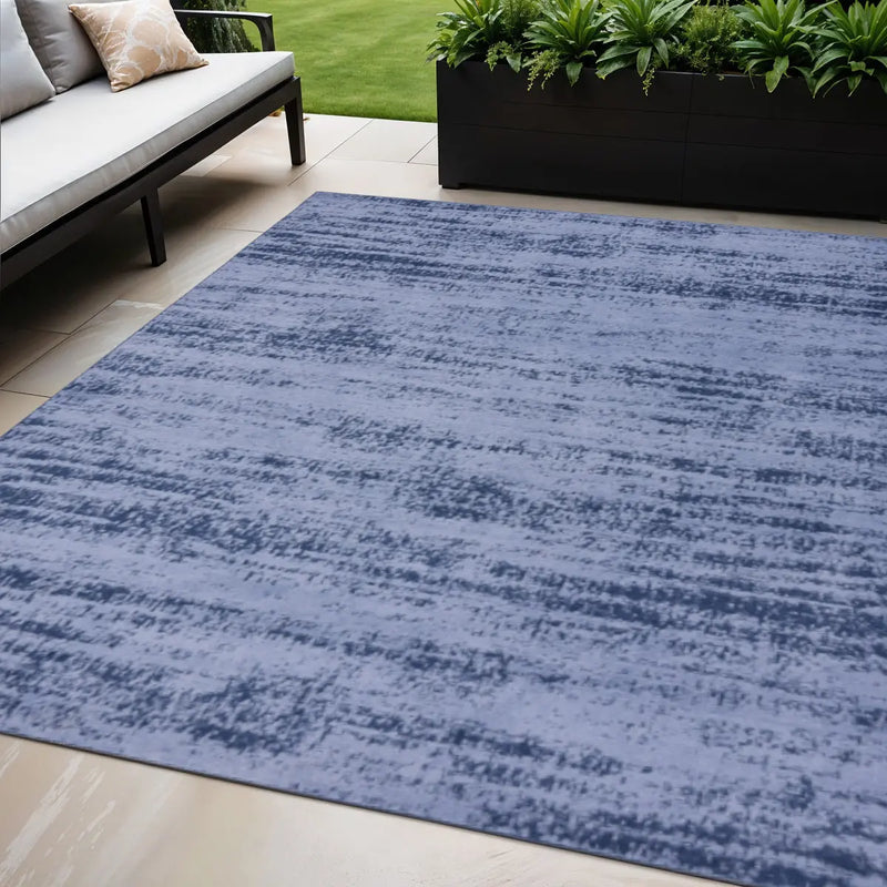 5' X 7' Denim Blue And Navy Blue Abstract Indoor Outdoor Area Rug Homeroots Outdoor