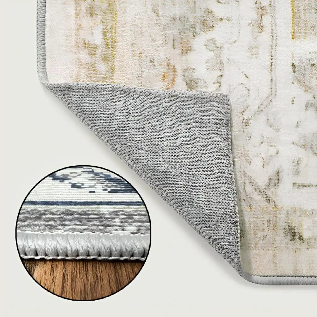 5' X 7' Gold And Gray Floral Washable Area Rug Homeroots Home Decor