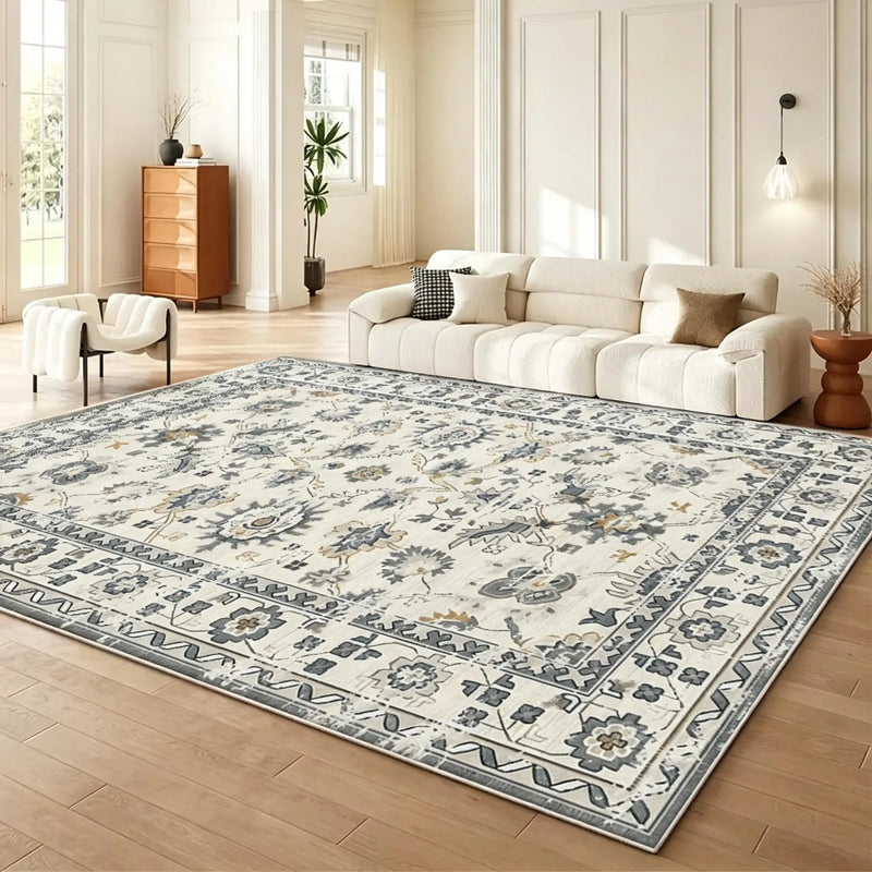 5' X 7' Gold And Gray Floral Washable Area Rug Homeroots Home Decor