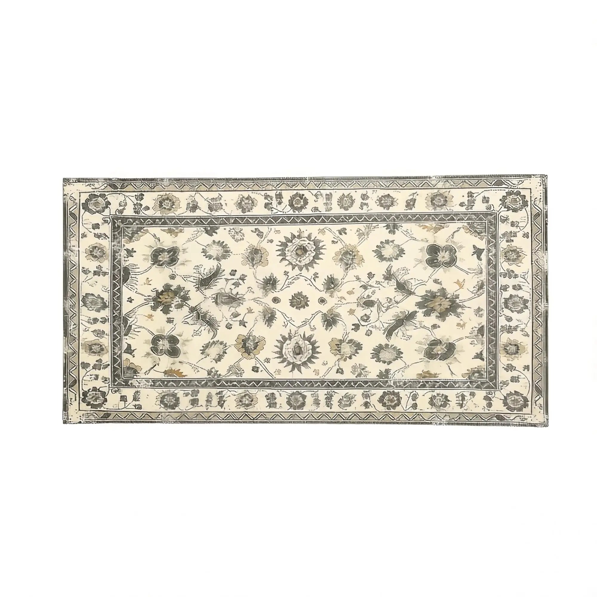 5' X 7' Gold And Gray Floral Washable Area Rug Homeroots Home Decor
