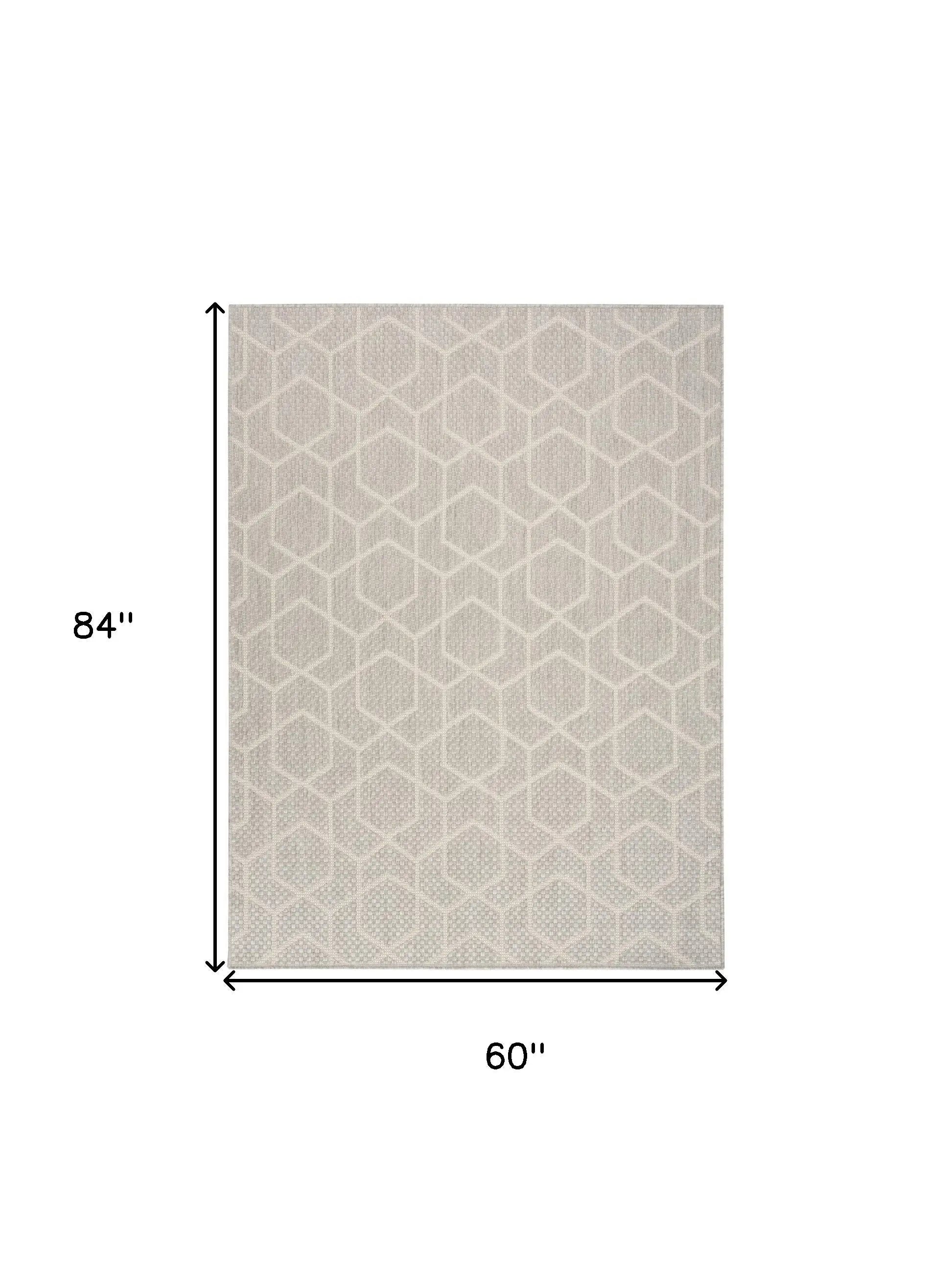 5' X 7' Gray And Beige Geometric Indoor Outdoor Area Rug Homeroots Outdoor
