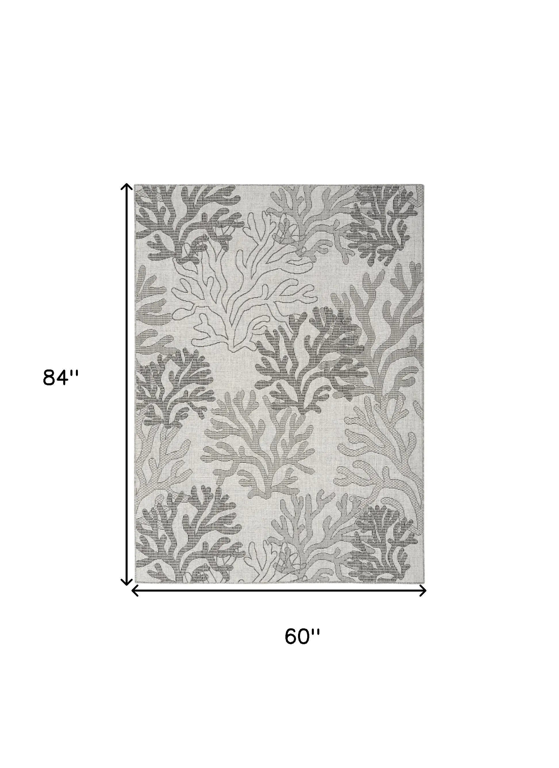 5' X 7' Gray Black And Ivory Nautical Indoor Outdoor Area Rug Homeroots Outdoor