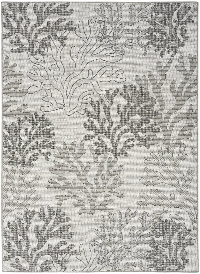 5' X 7' Gray Black And Ivory Nautical Indoor Outdoor Area Rug Homeroots Outdoor