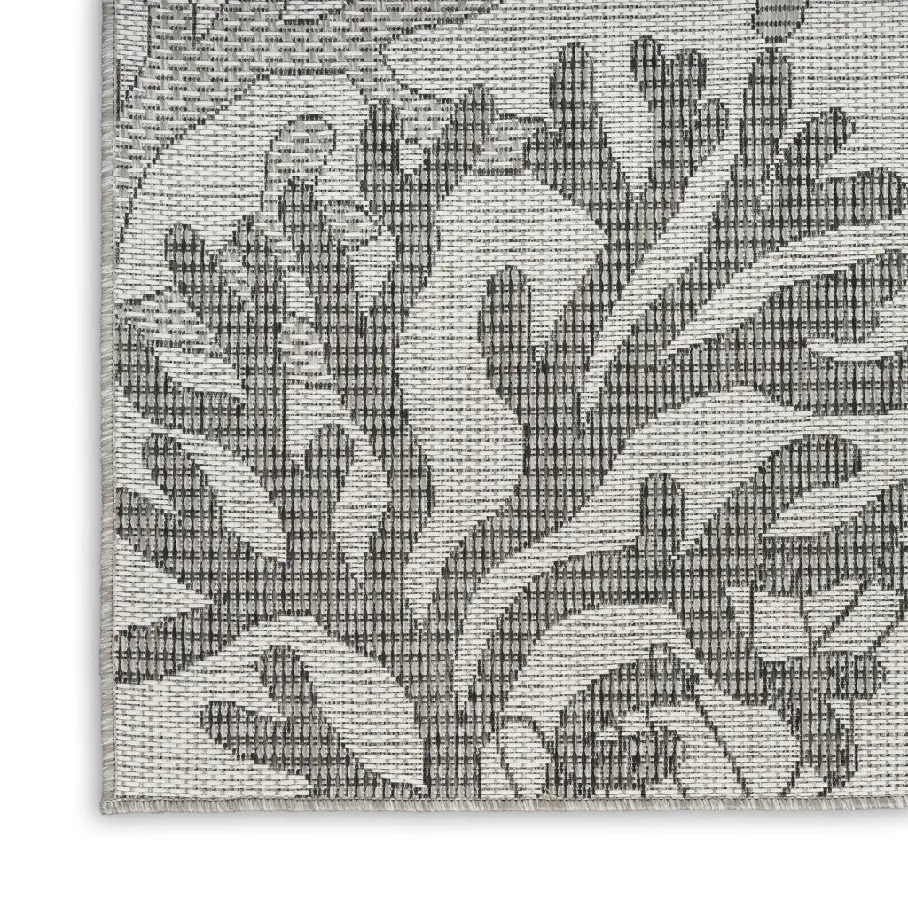 5' X 7' Gray Black And Ivory Nautical Indoor Outdoor Area Rug Homeroots Outdoor