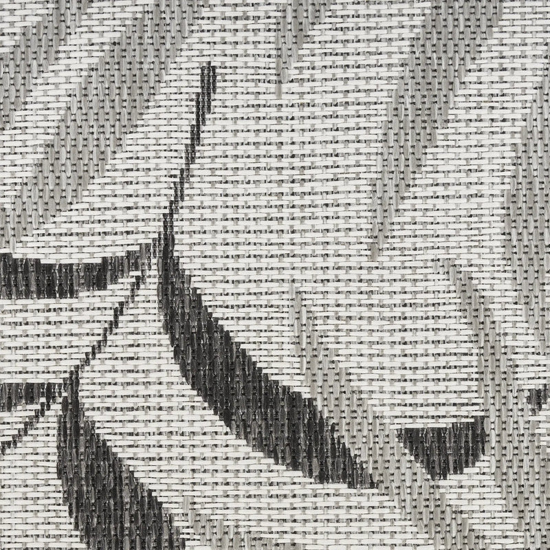 5' X 7' Gray Black And Ivory Palm Leaf Indoor Outdoor Area Rug Homeroots Outdoor