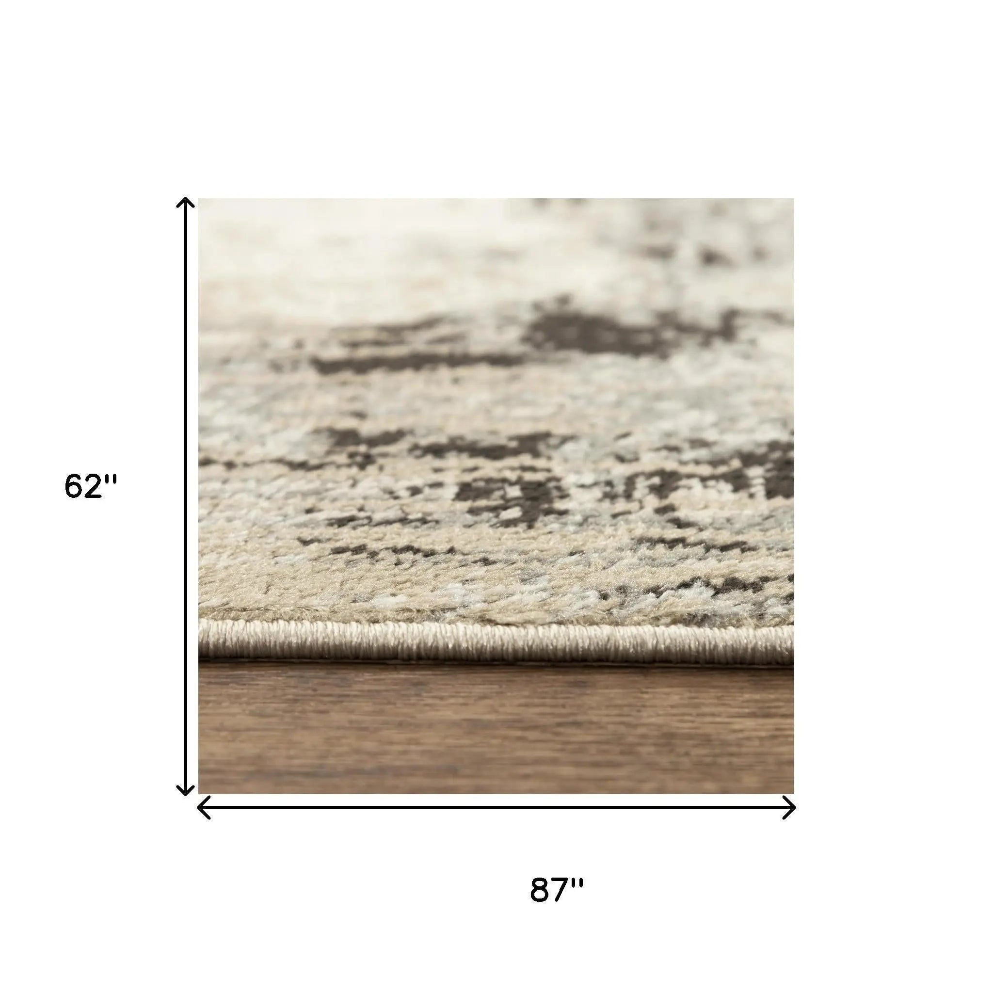 5' X 7' Gray Black Beige And Ivory Abstract Area Rug Homeroots Home Decor