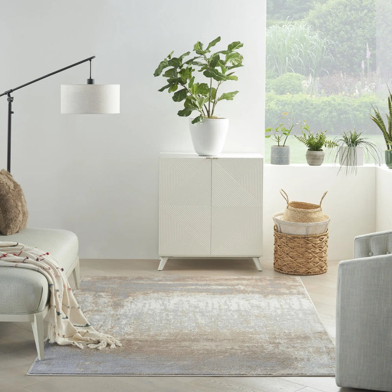 5' X 7' Gray and Ivory Abstract Non Skid Area Rug Homeroots Home Decor