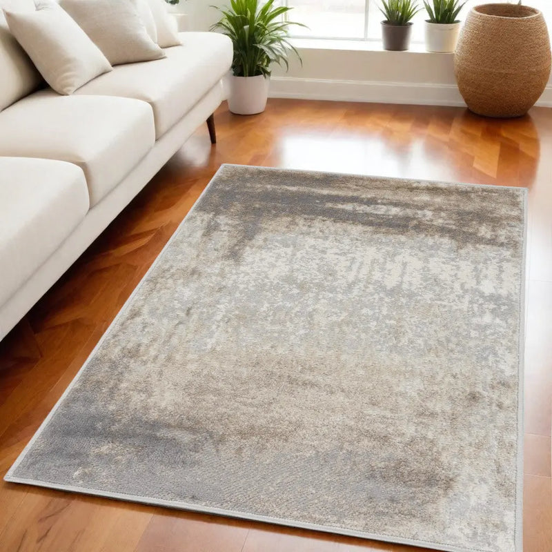 5' X 7' Gray and Ivory Abstract Non Skid Area Rug Homeroots Home Decor