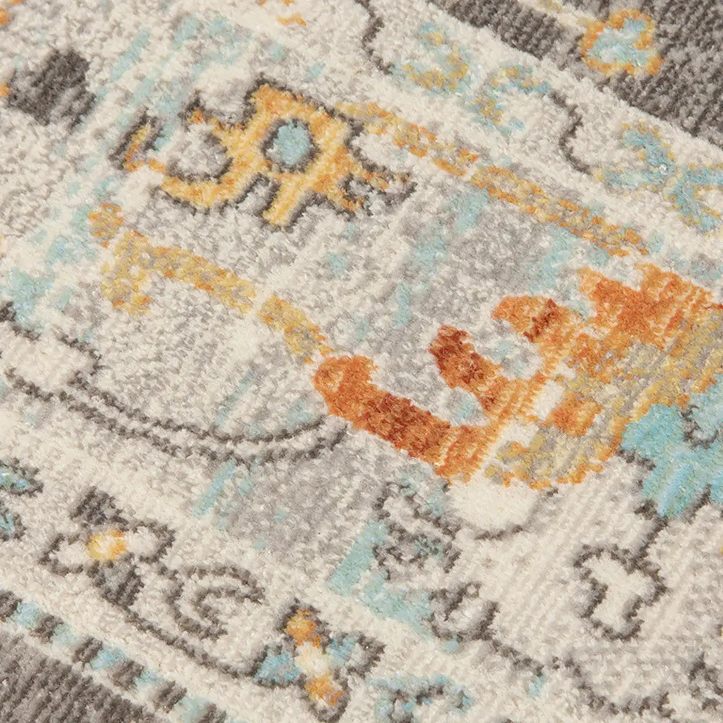 5' X 7' Gray and Orange Floral Stain Resistant Indoor Outdoor Area Rug Homeroots Outdoor