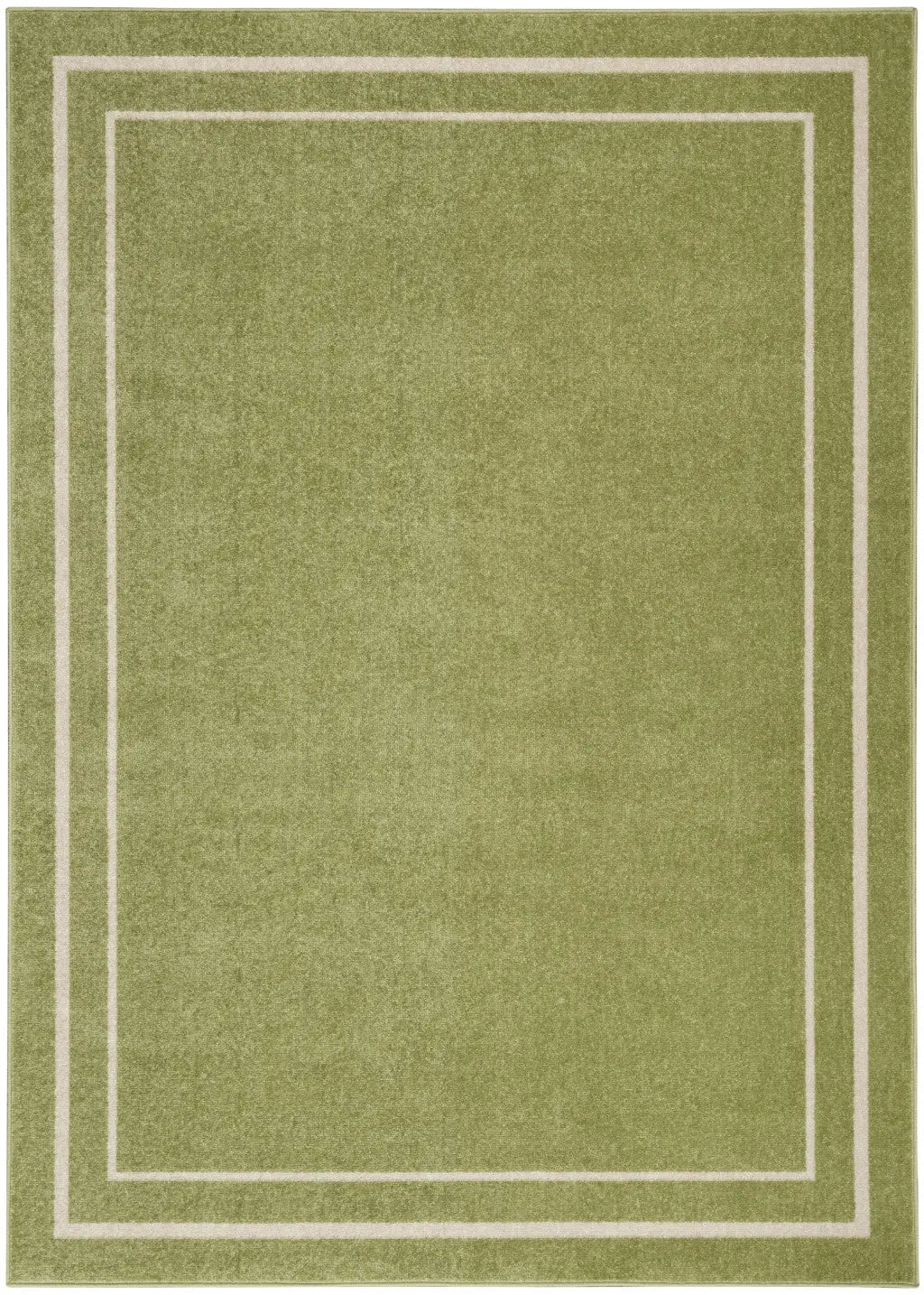 5' X 7' Green And Ivory Indoor Outdoor Area Rug Homeroots Outdoor