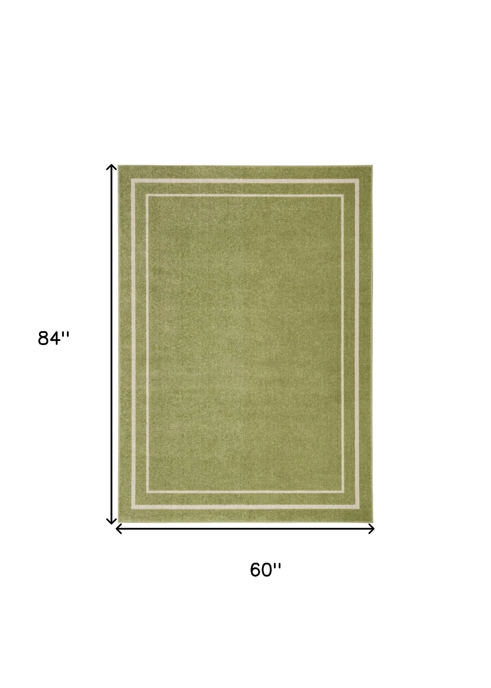 5' X 7' Green And Ivory Indoor Outdoor Area Rug Homeroots Outdoor