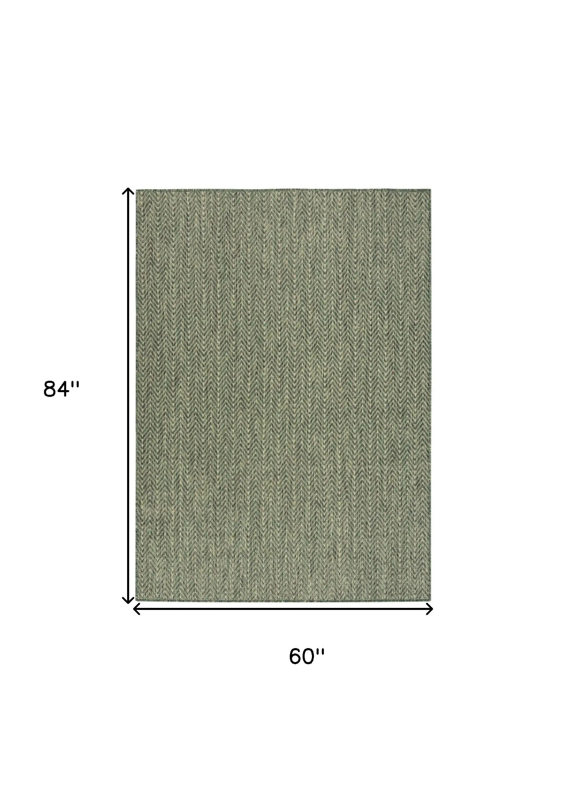 5' X 7' Green Geometric Indoor Outdoor Area Rug Homeroots Outdoor