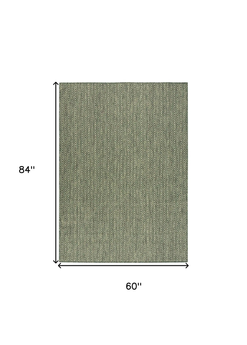 5' X 7' Green Geometric Indoor Outdoor Area Rug Homeroots Outdoor