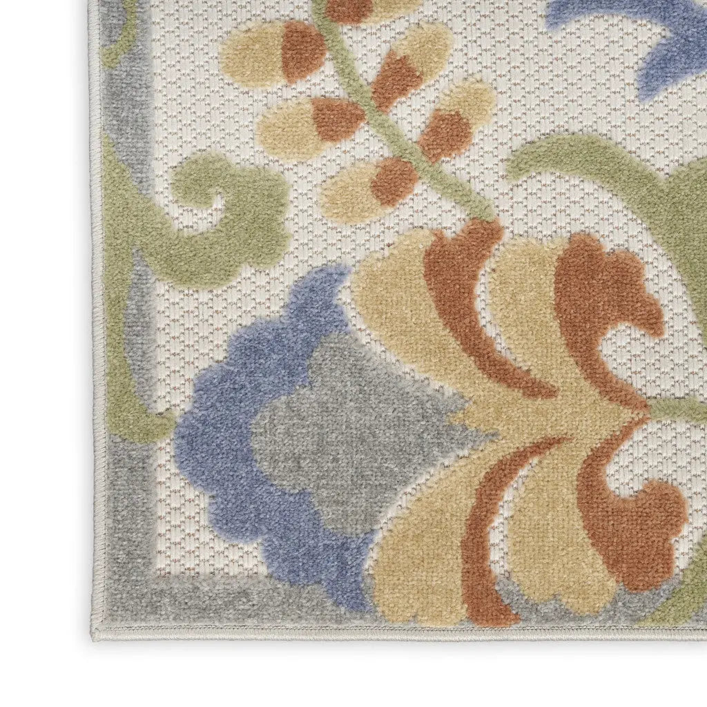 5' X 7' Ivory And Blue Indoor Outdoor Area Rug Homeroots Outdoor