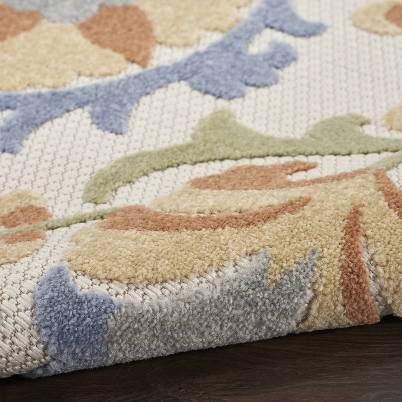 5' X 7' Ivory And Blue Indoor Outdoor Area Rug Homeroots Outdoor