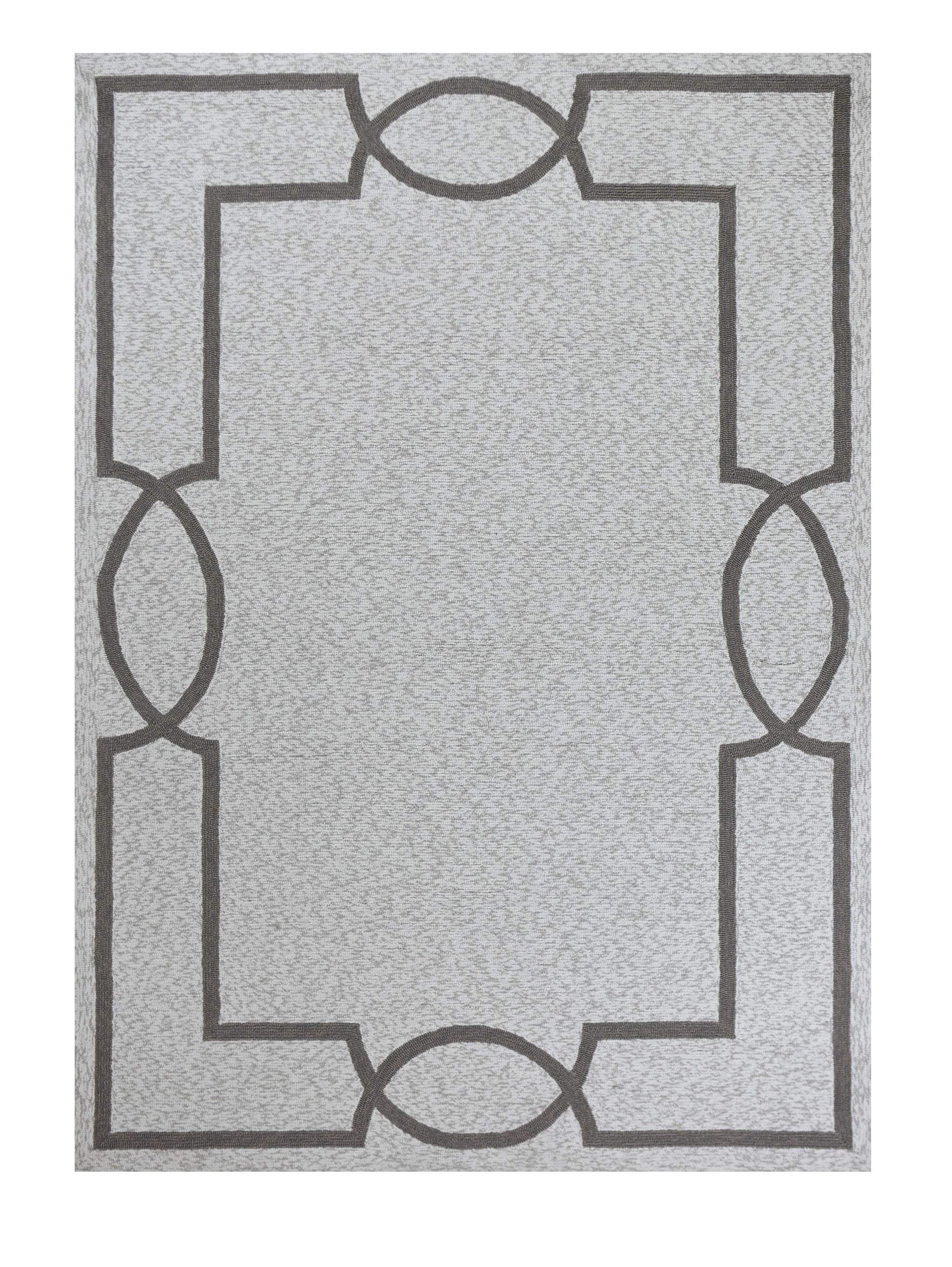 5' X 7' Ivory And Brown Geometric Handmade Indoor Outdoor Area Rug - GreatEagleInc