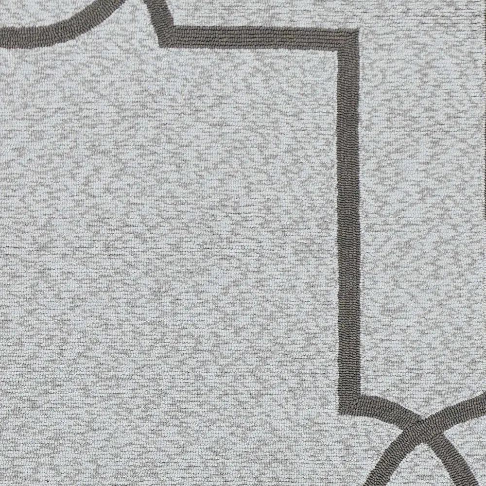 5' X 7' Ivory And Brown Geometric Handmade Indoor Outdoor Area Rug - GreatEagleInc