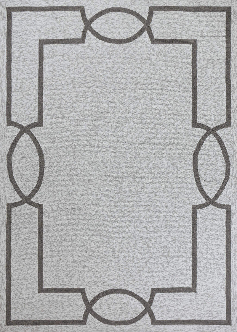 5' X 7' Ivory And Brown Geometric Handmade Indoor Outdoor Area Rug - GreatEagleInc