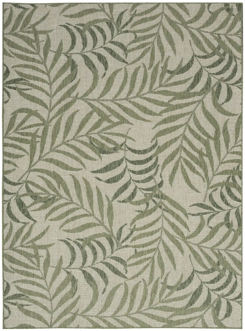 5' X 7' Ivory And Green Palm Leaf Indoor Outdoor Area Rug Homeroots Outdoor