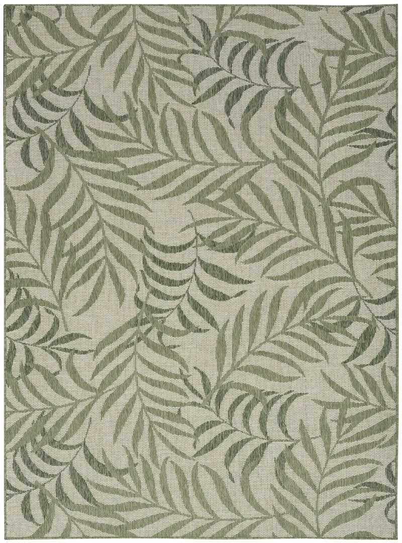 5' X 7' Ivory And Green Palm Leaf Indoor Outdoor Area Rug Homeroots Outdoor