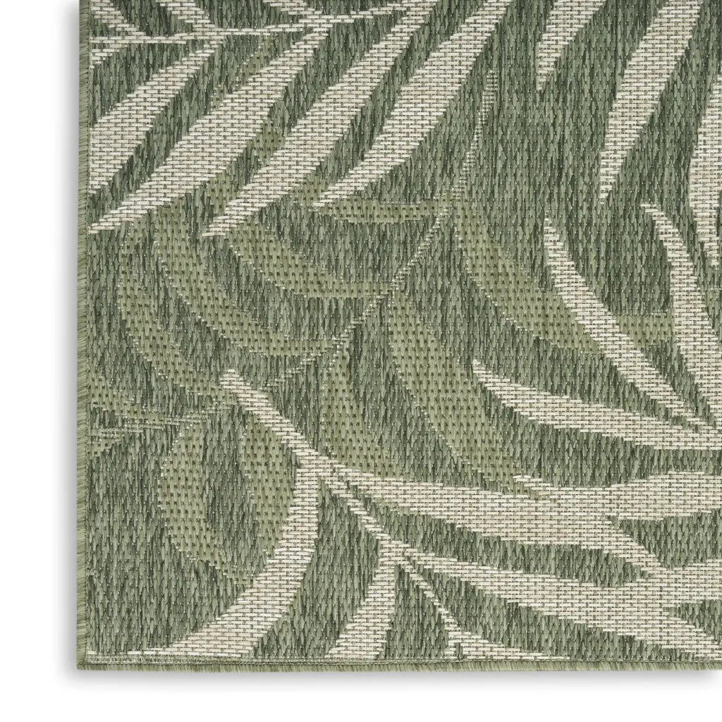 5' X 7' Ivory And Green Palm Leaf Indoor Outdoor Area Rug Homeroots Outdoor