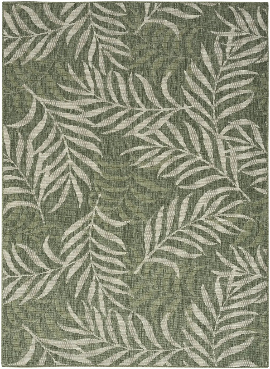 5' X 7' Ivory And Green Palm Leaf Indoor Outdoor Area Rug Homeroots Outdoor