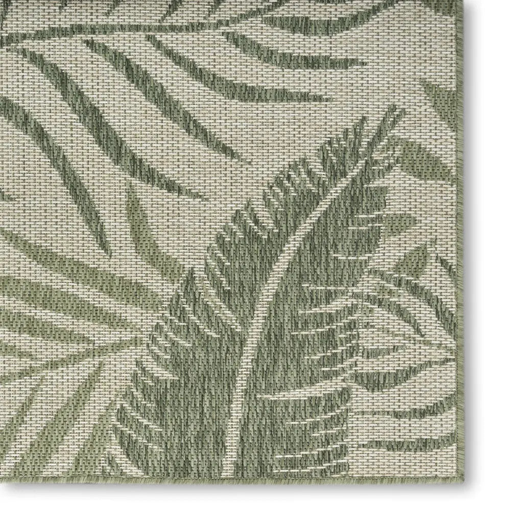 5' X 7' Ivory And Green Palm Leaf Indoor Outdoor Area Rug Homeroots Outdoor