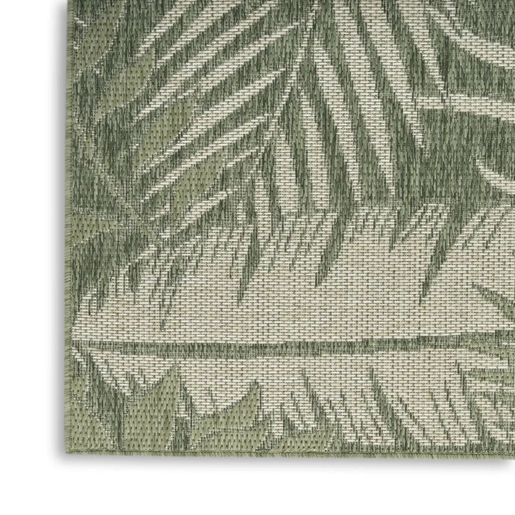 5' X 7' Ivory And Green Palm Leaf Indoor Outdoor Area Rug Homeroots Outdoor