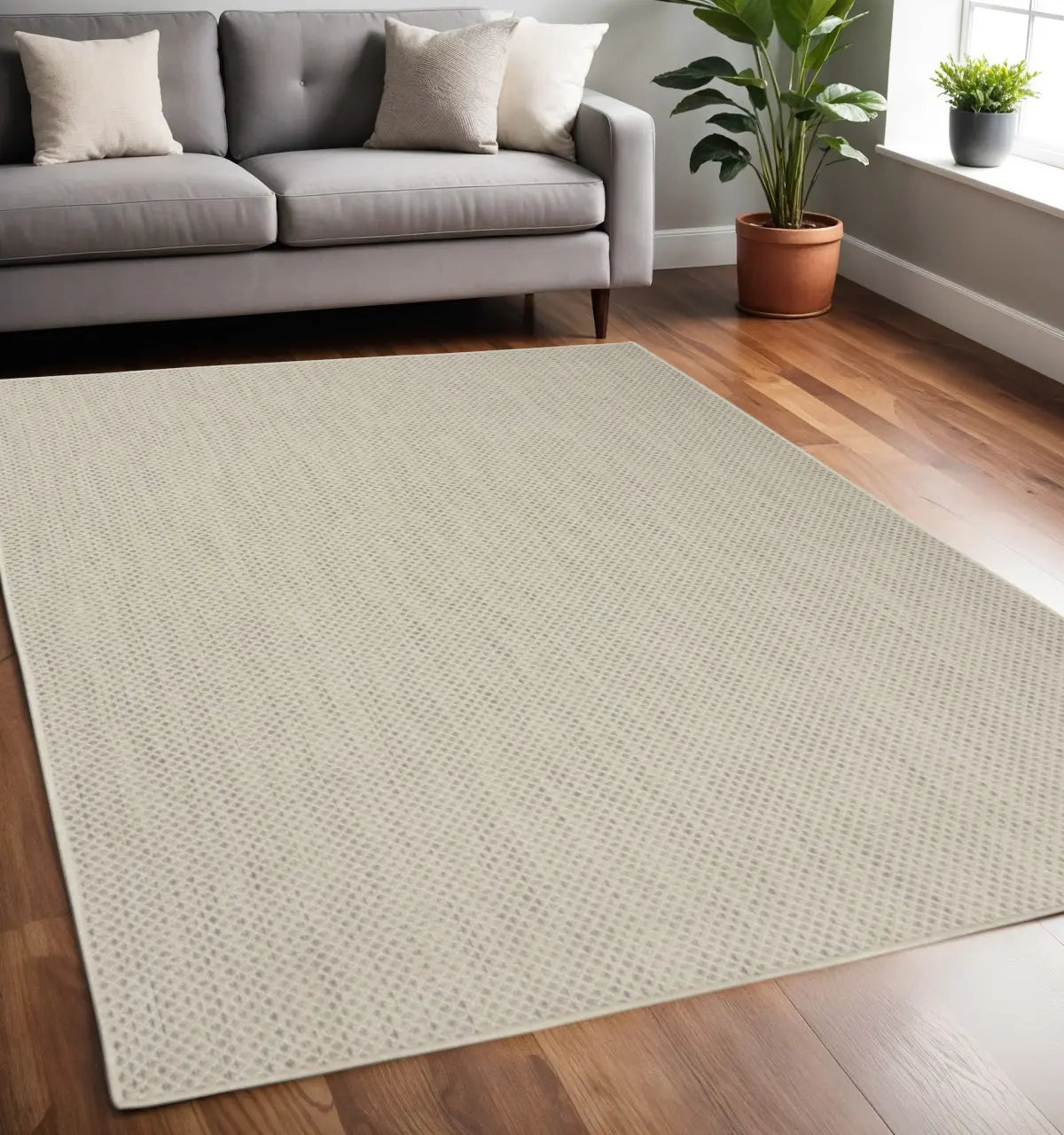 5' X 7' Ivory Geometric Power Loom Area Rug Homeroots Outdoor