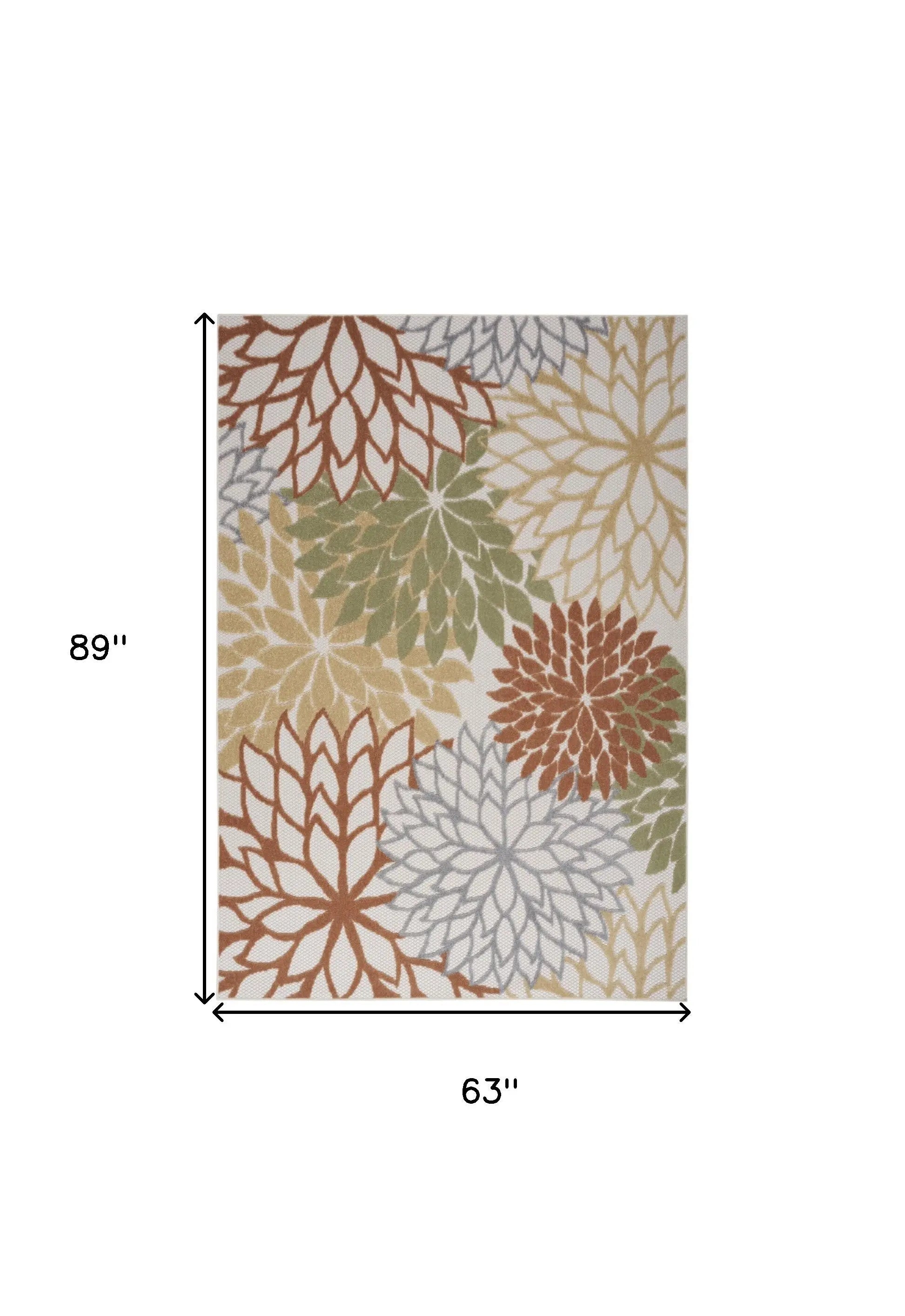 5' X 7' Ivory Green And Blue Indoor Outdoor Area Rug Homeroots Outdoor