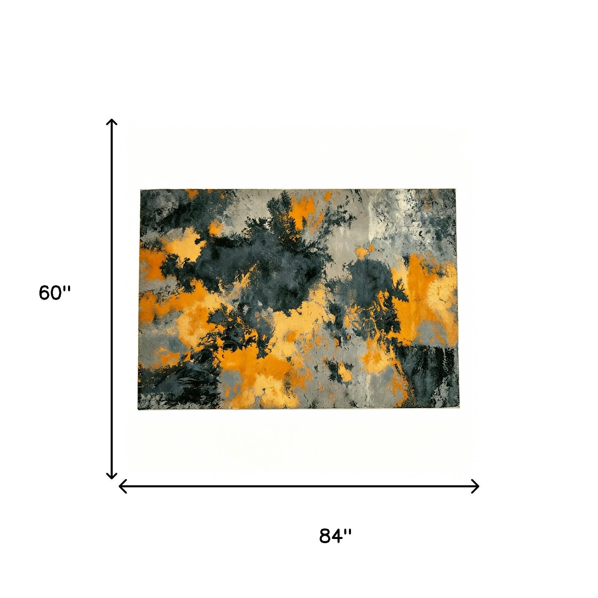 5' X 7' Light Cyan And Yellow Abstract Washable Area Rug Homeroots Home Decor