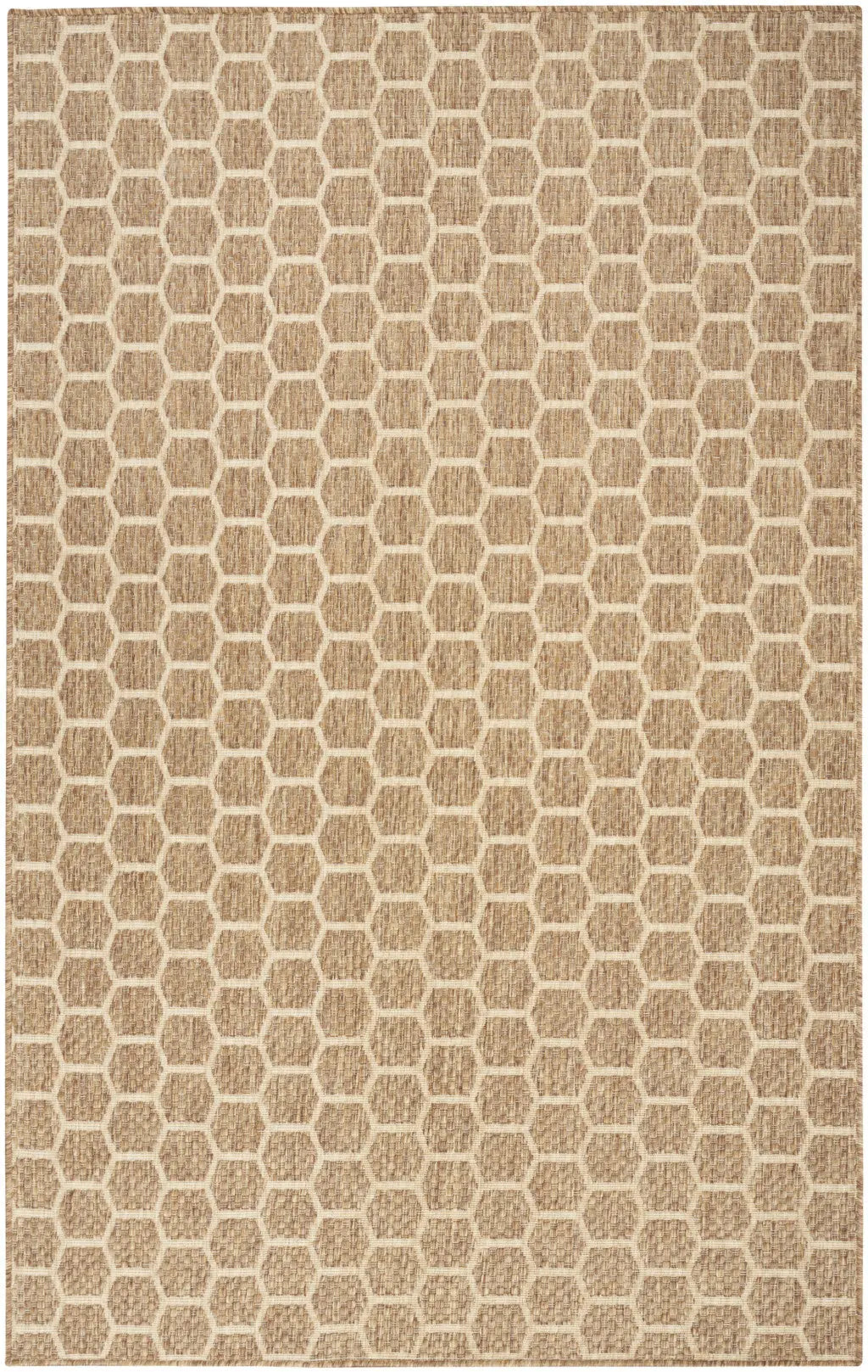 5' X 7' Natural And Beige Geometric Indoor Outdoor Area Rug Homeroots Outdoor