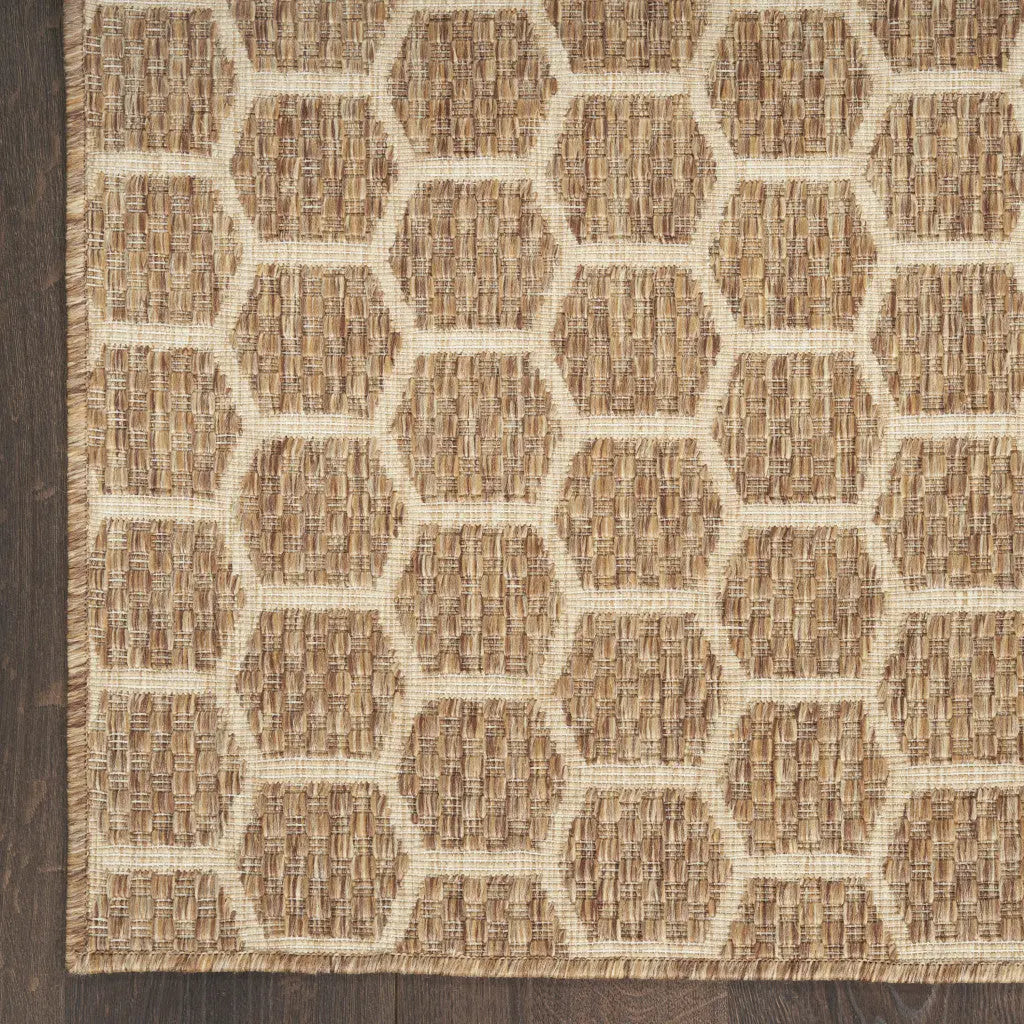5' X 7' Natural And Beige Geometric Indoor Outdoor Area Rug Homeroots Outdoor