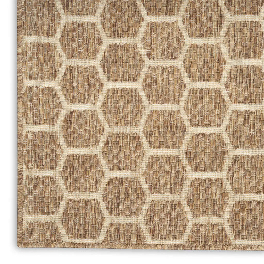 5' X 7' Natural And Beige Geometric Indoor Outdoor Area Rug Homeroots Outdoor