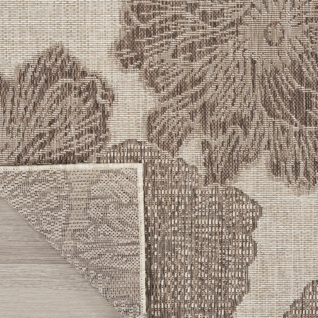 5' X 7' Natural And Ivory Floral Indoor Outdoor Area Rug Homeroots Outdoor