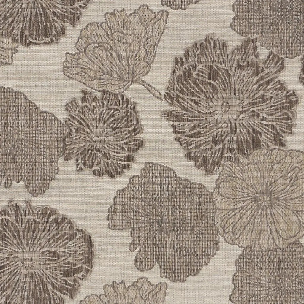 5' X 7' Natural And Ivory Floral Indoor Outdoor Area Rug Homeroots Outdoor