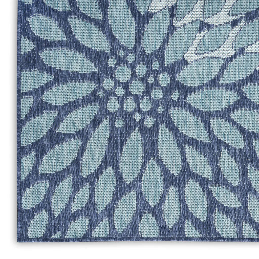 5' X 7' Navy Blue Floral Indoor Outdoor Area Rug Homeroots Outdoor
