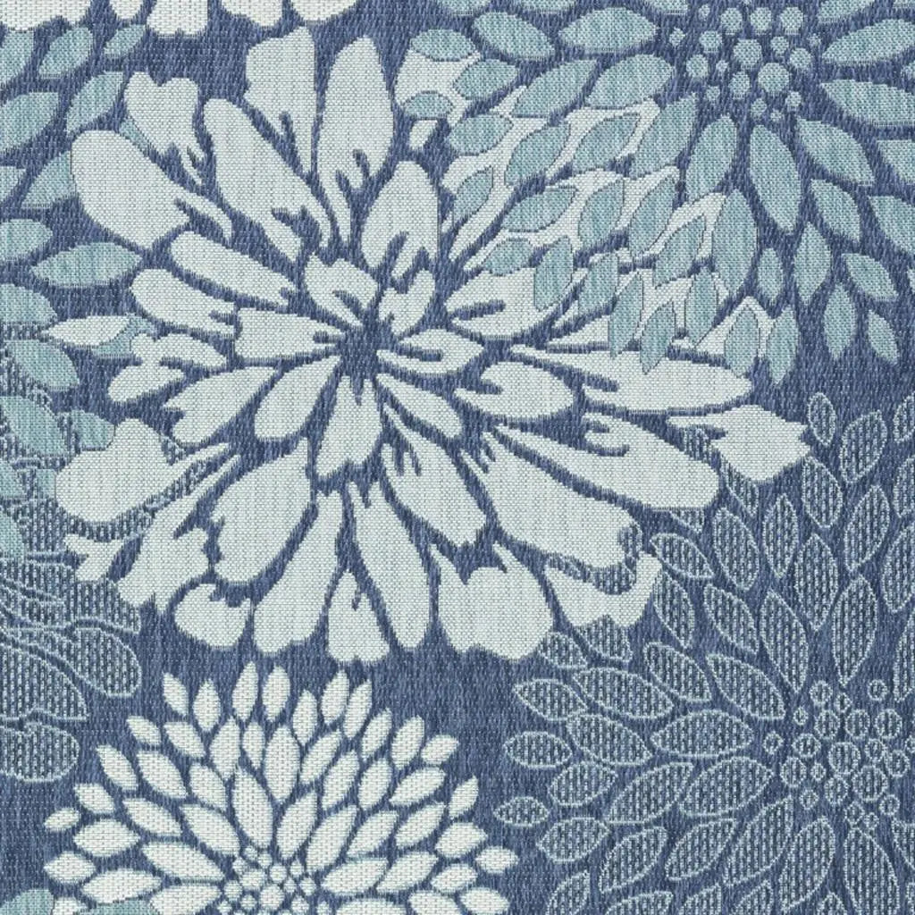 5' X 7' Navy Blue Floral Indoor Outdoor Area Rug Homeroots Outdoor