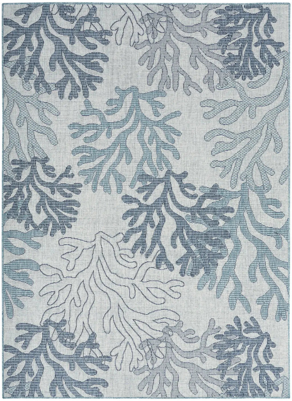 5' X 7' Navy Blue Ivory And Blue Nautical Indoor Outdoor Area Rug Homeroots Outdoor