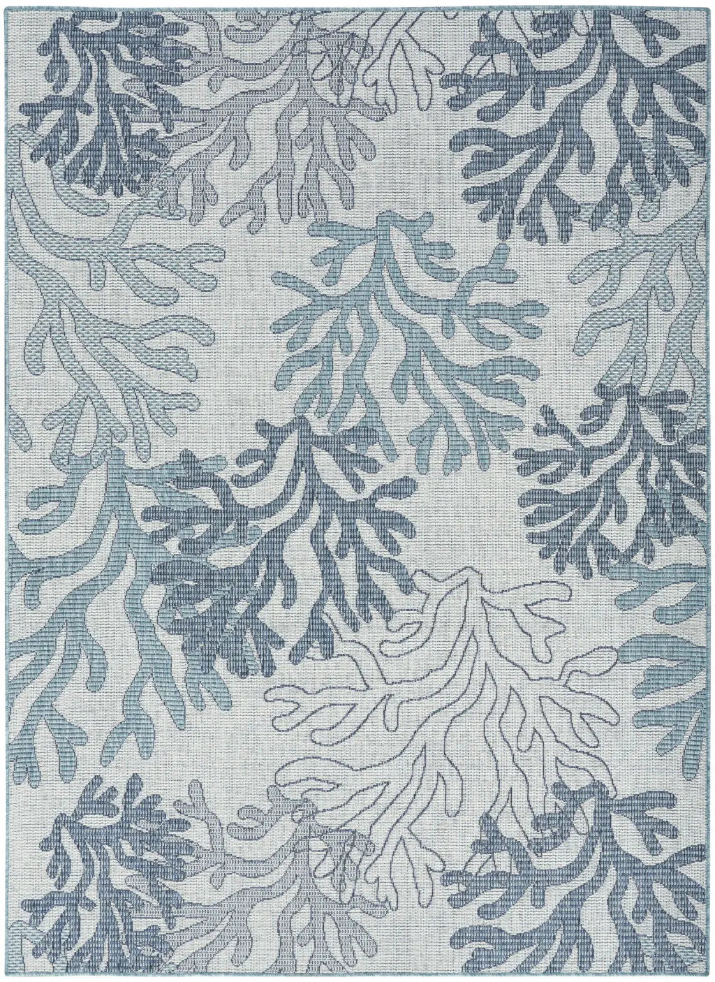 5' X 7' Navy Blue Ivory And Blue Nautical Indoor Outdoor Area Rug Homeroots Outdoor
