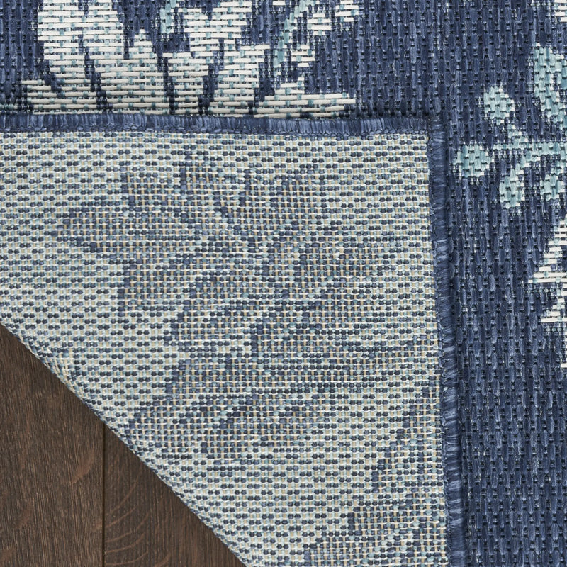 5' X 7' Navy Blue Sky Blue And Ivory Floral Indoor Outdoor Area Rug Homeroots Outdoor