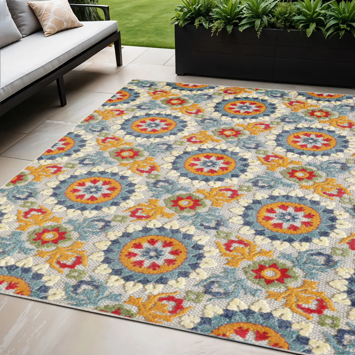 5' X 7' Orange And Ivory Moroccan Stain Resistant Indoor Outdoor Area Rug Homeroots Outdoor